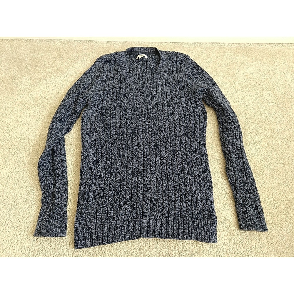Croft & Barrow Women Blue Purple Cable Knit Cotton V-Neck Sweater Size Medium